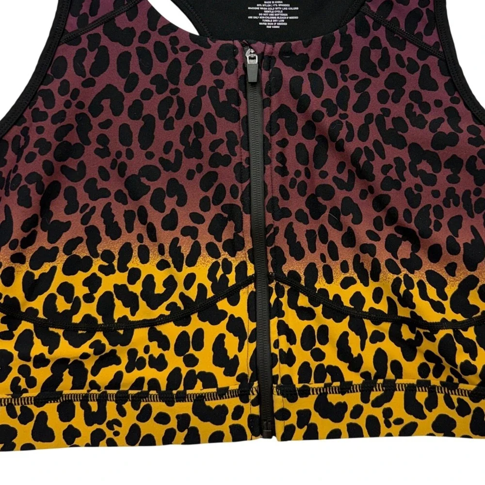 Torrid Sports Bra Womens 3 Multicolor Leopard Ombre Zip Front Activewear Gym
